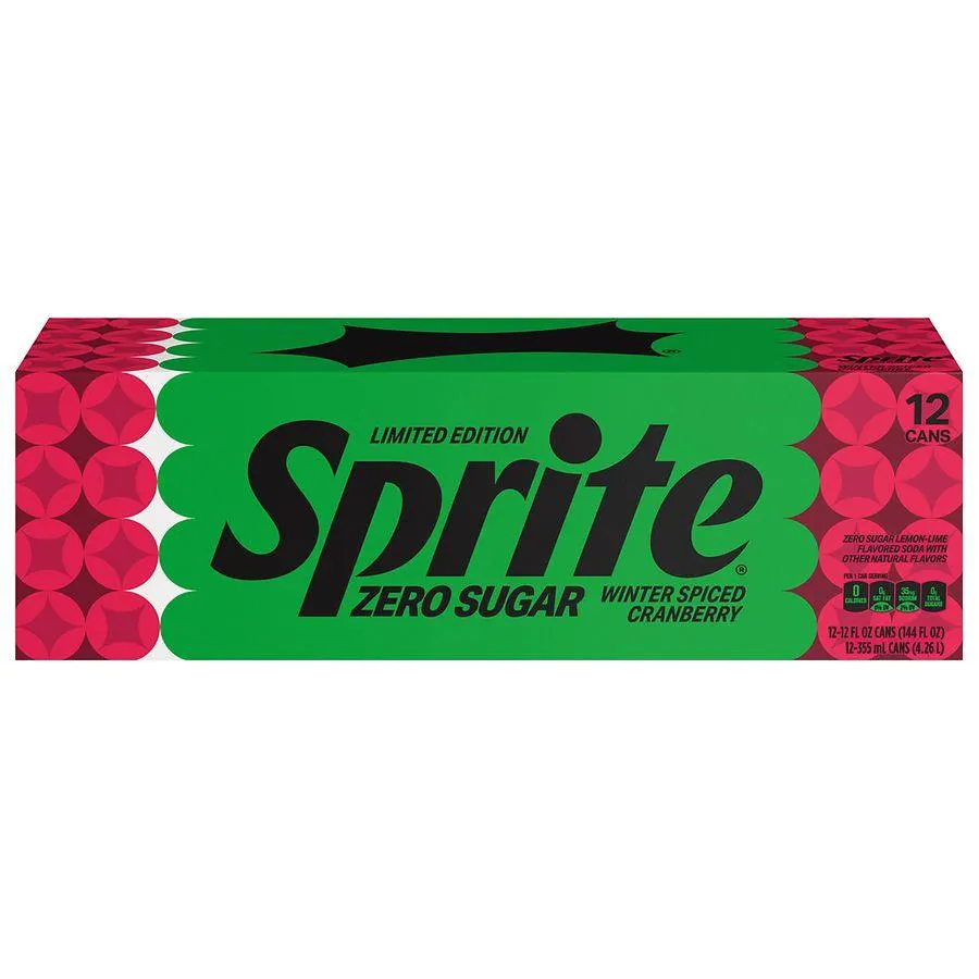 Sprite Zero Sugar Soda Winter Spiced Cranberry, 12.0 fl oz, 12 pack