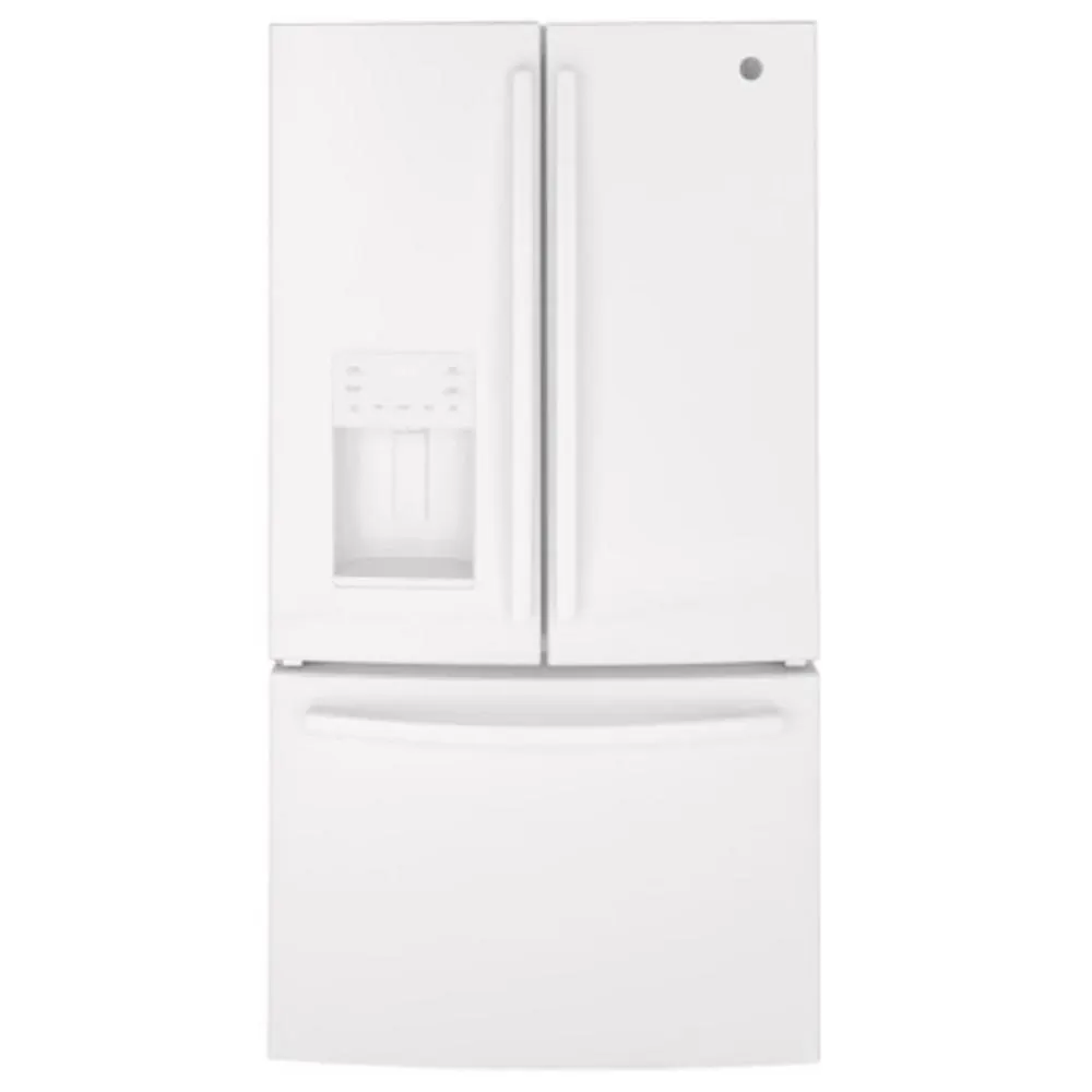 GE Appliances GFE26JGMWW 36" 25.6 cu.ft. White French Door Refrigerator