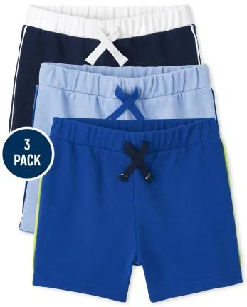 Shorts de rizo francés con rayas laterales para niños pequeños, paquete de 3 - multi clr