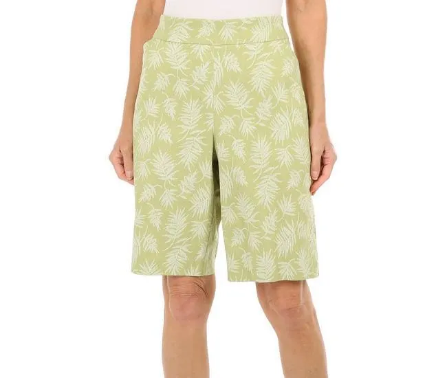 Womens Palm Leaf Print Shorts