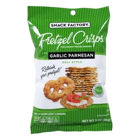 Snack Factory Garlic Parmesan Pretzel Chips, 3 oz. Bags