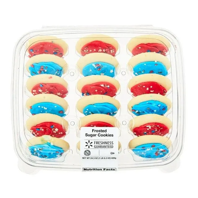 Freshness Guaranteed, Frosted Sugar Cookies, Blue and Red, 24.3 oz, 18 Count