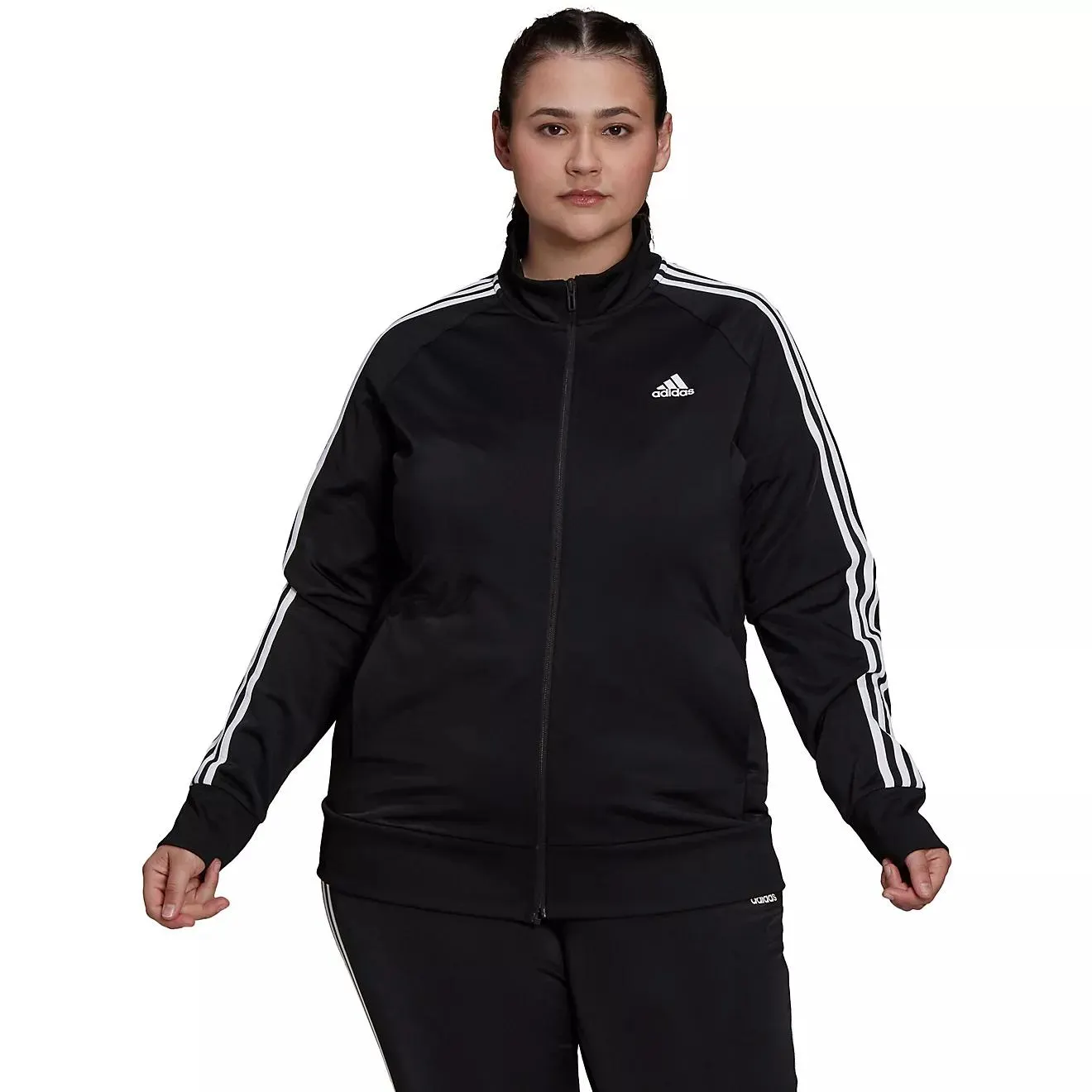 adidas Women's Tricot 3-Stripes Plus Size Jacket
