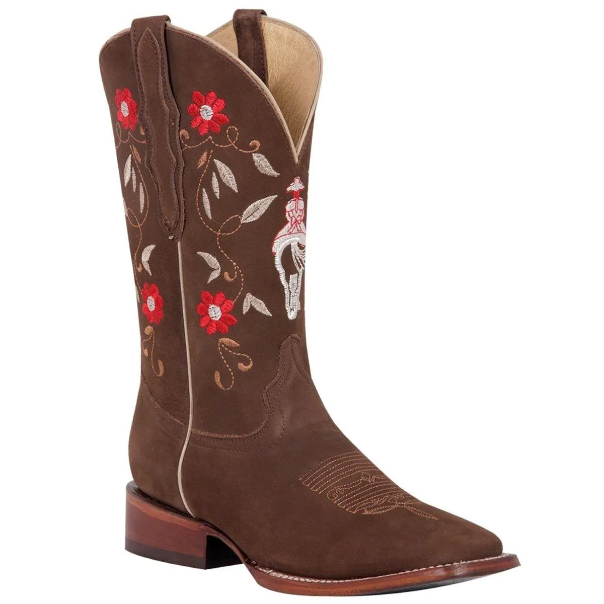 Botas Vaqueras de Nobuck Original para Mujer en Horma Rodeo Camel GEN-42973