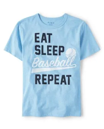 Boys Eat Sleep Baseball Repeat Graphic Tee - s/d wld bluyndr