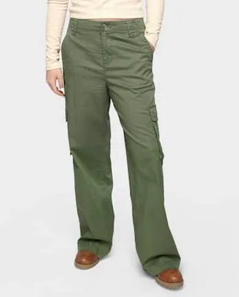 Tween Girls Drapey Cargo Pants - garden cress