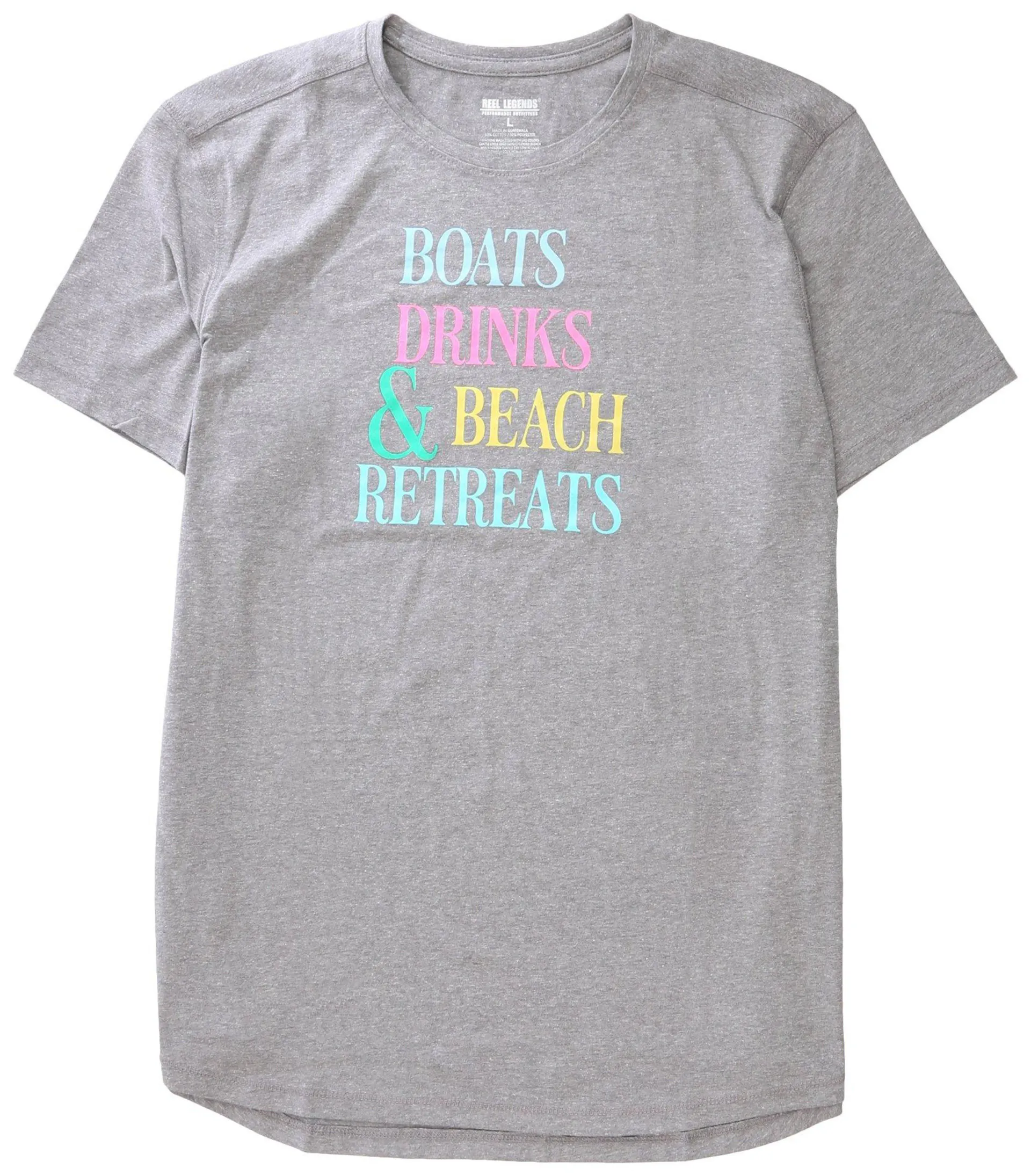 Reel Legends Womens Boats Drinks Beach Short Sleeve Tee