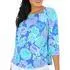 Womens Floral Square Neck 3/4 Sleeve Top