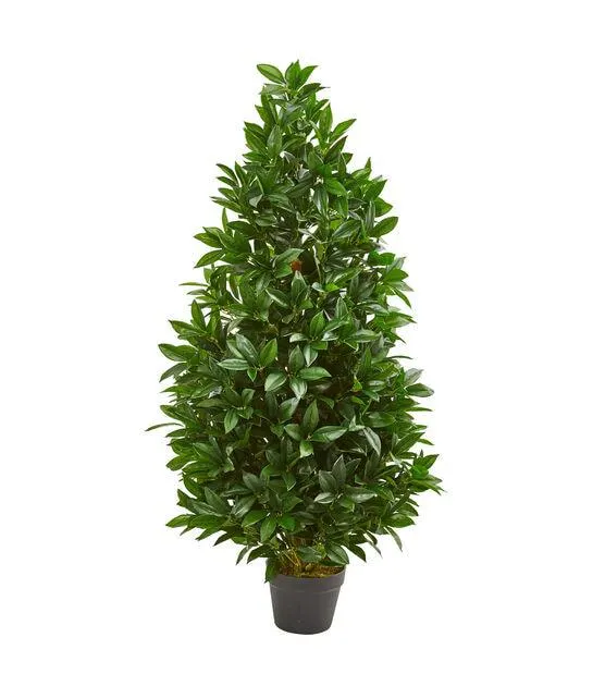 Nearly Natural 4ft. Bay Leaf Artificial Topiary Tree UV Resistant