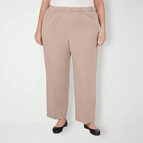 Alfred Dunner-Plus Short Tuscan Sun Womens Mid Rise Straight Pull-On Pants