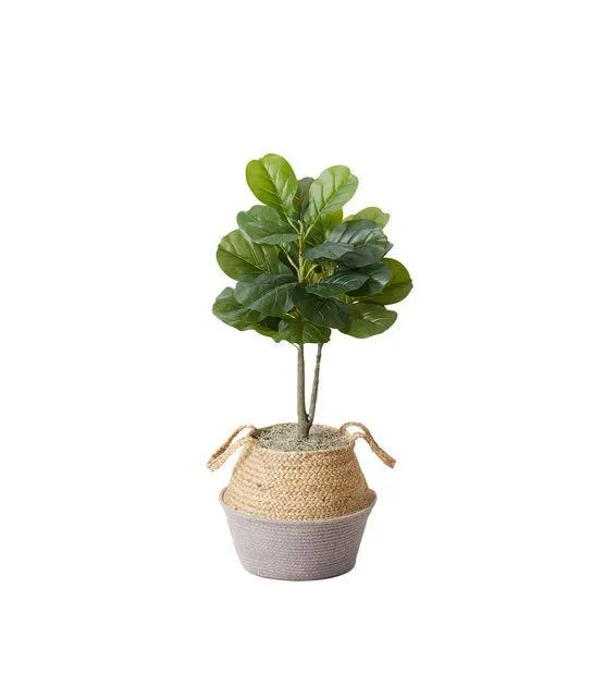 Nearly Natural 3' Artificial Fiddle Leaf Tree With Gray Basket DIY Kit
