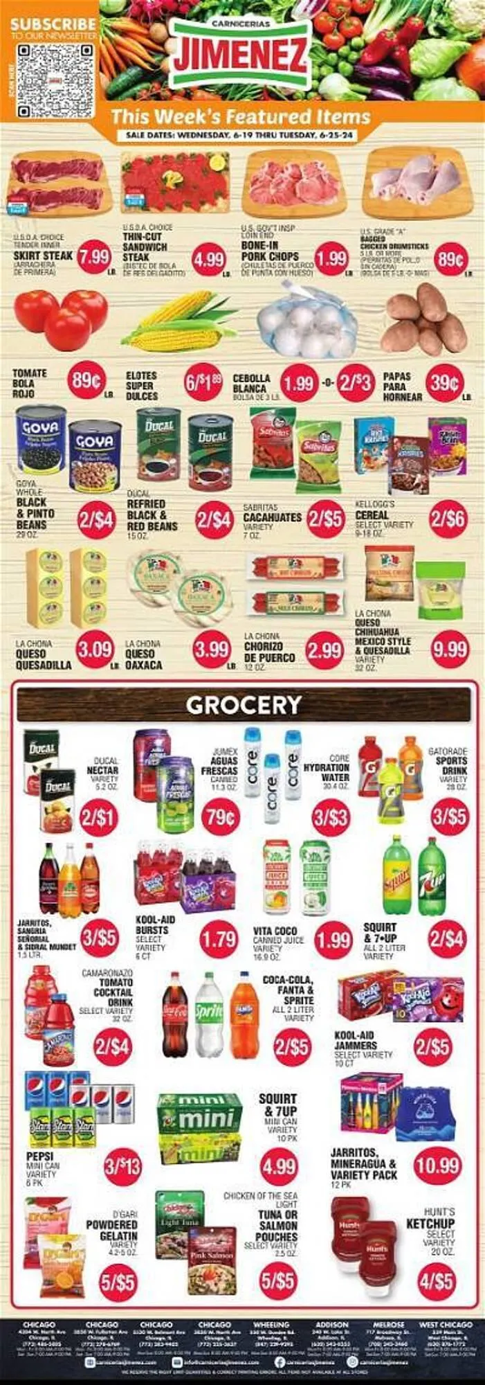 Catálogo de Carnicerias Jimenez Weekly Ad 19 de junio al 25 de junio 2024 - Página 1