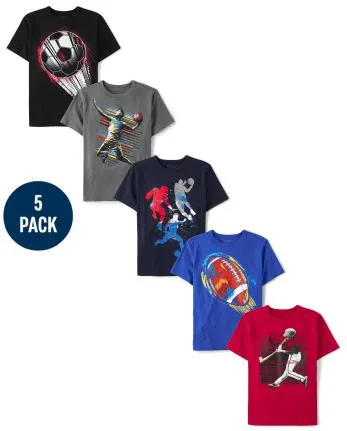 Camiseta deportiva con gráfico para niño, paquete de 5 - multi clr