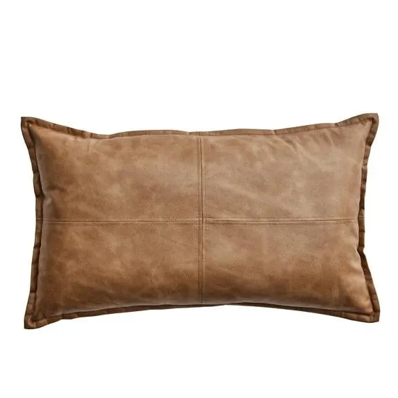 Better Homes & Gardens 14" x 24" Beige Vegan Leather Decorative Pillow