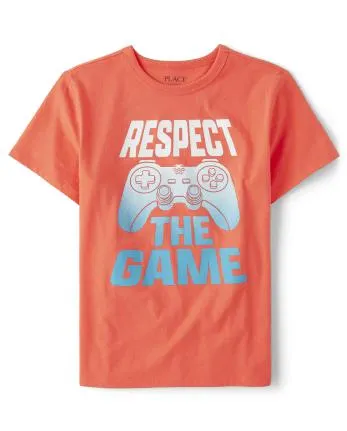 Boys Respect The Game Graphic Tee - cabana coral