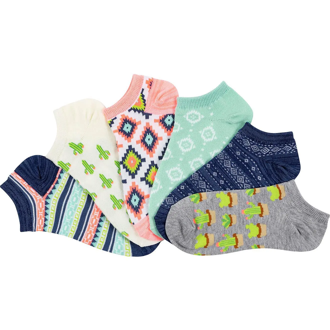 BCG Women's Desert Print No-Show Socks 6-Pack