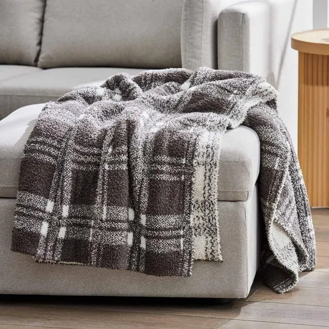 Better Homes & Gardens Plaid Cozy Knit Throw, 50" x 72"
