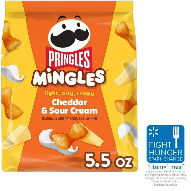 Pringles Mingles Cheddar and Sour Cream Puffed Snacks, Cheese Puffs, 5.5 oz