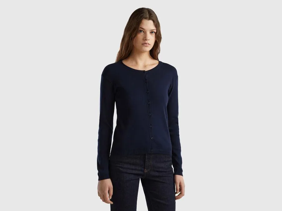 Cárdigan de cuello redondo de 100 % algodón