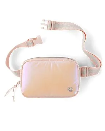 Girls Happy Face Belt Bag - pink