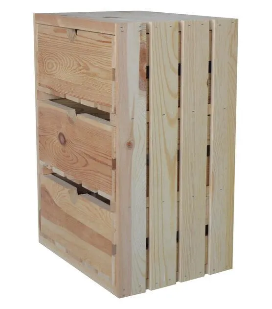 12" x 12.5" Wood Crate With 3 Drawers by Park Lane