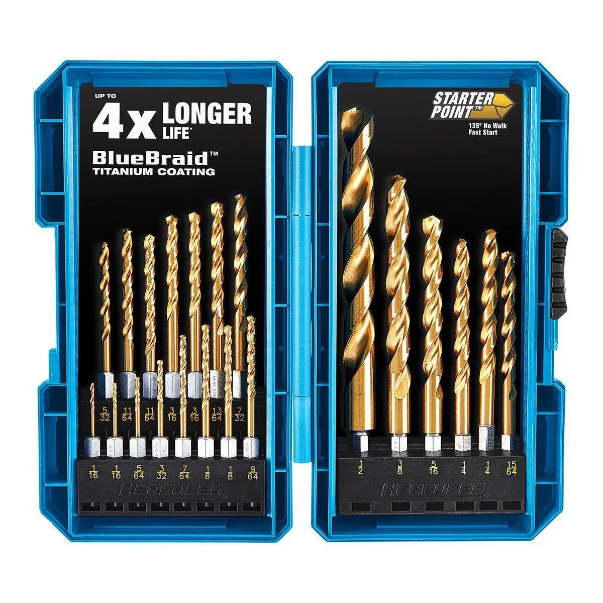 Impact Rated Hex Titanium Drill Bit Set, 21 Piece