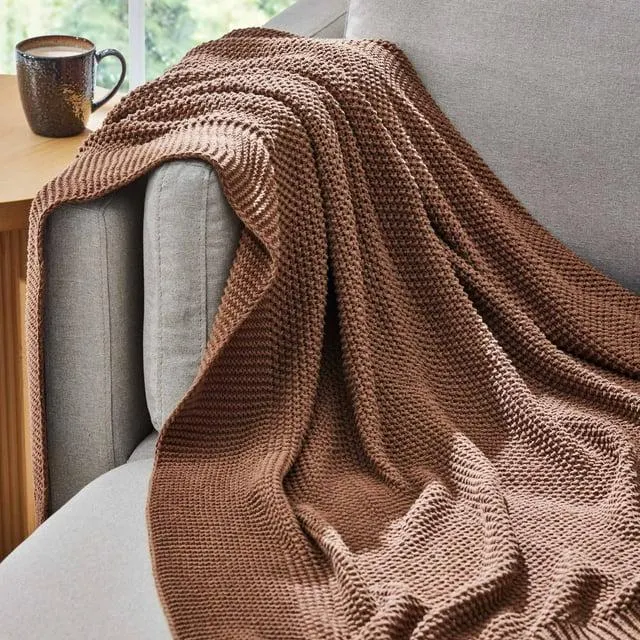 Better Homes & Gardens Cream Cotton-Blend Chunky Knit Throw, 50" x 60"