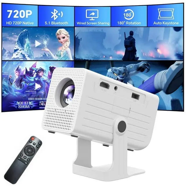 Mini Projector with Bluetooth,720P Support, Portable LED projector for indoor & outdoor Compatible with HDMI/USB