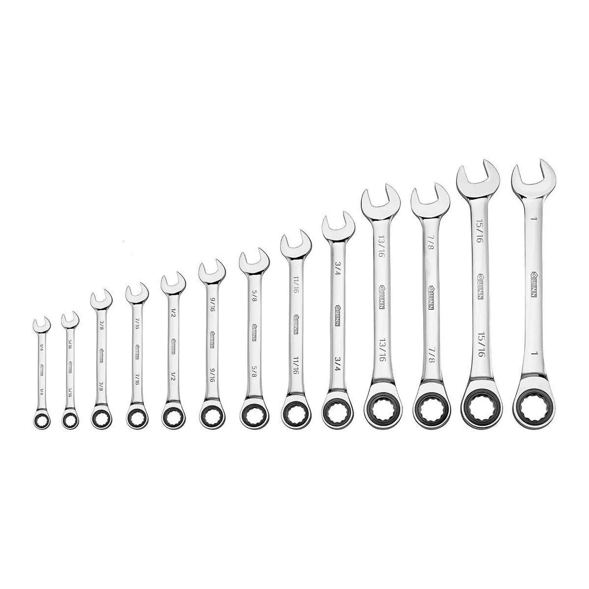 QUINN 100 Tooth SAE Ratcheting Combination Wrench Set, 13 Piece
