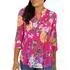 Womens Floral Pleated 3/4 Sleeve Top