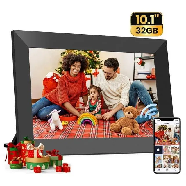NUSICAN WiFi Digital Picture Frame 10.1" , Digital Photo Frames Touch Screen with 32G Memory, HD Electric Digital Frame Support Wall Mount, Auto-Rotate, Share Instant Photo from Anywhere, Best Gifts