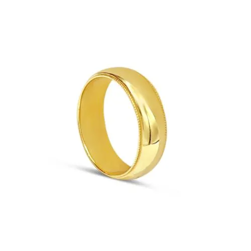 Wedding band - Yellow Gold 18kt / Size 7 6mm
