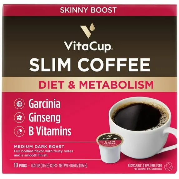 VitaCup Slim Coffee Pods Compatible w/ Keurig K-Cup Brewers, 10 Ct