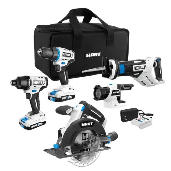 20V 5-Tool Combo Kit with Storage Bag and (2) 2.0Ah Batteries