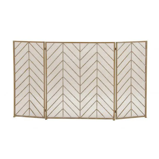 Marisol + Daisy Contemporary 52" Foldable Fireplace Screen in Metal - Brass