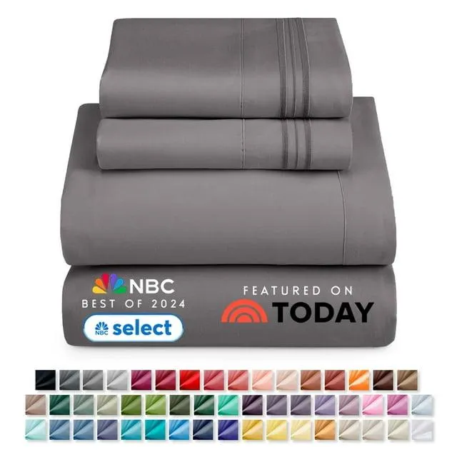 Nestl Queen Bed Sheet Sets, 1800 Series 4 Piece Deep Pocket Sheets Bedding Set, Luxury Soft Microfiber Gray Sheet Sets