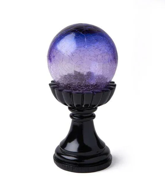 8" Halloween Glass Light Up Purple Crystal Ball by Place & Time