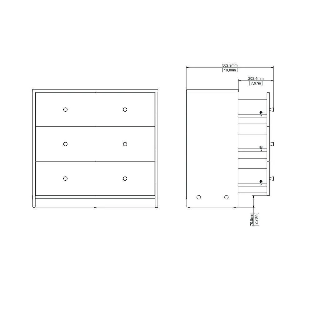 Tvilum Portland 3 Drawer Chest - White