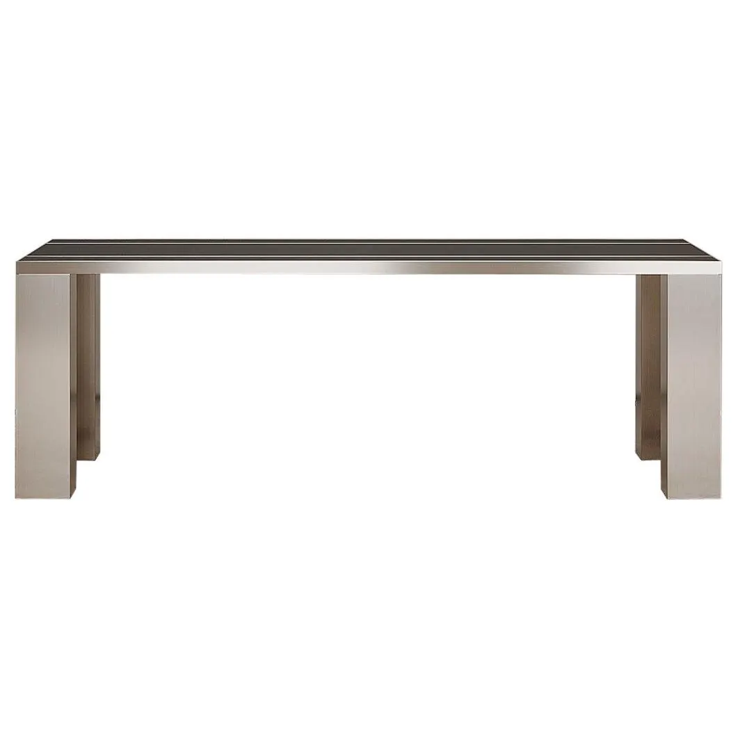Mesa de comedor rectangular Penumbra de roble y cobre, Made in Italy