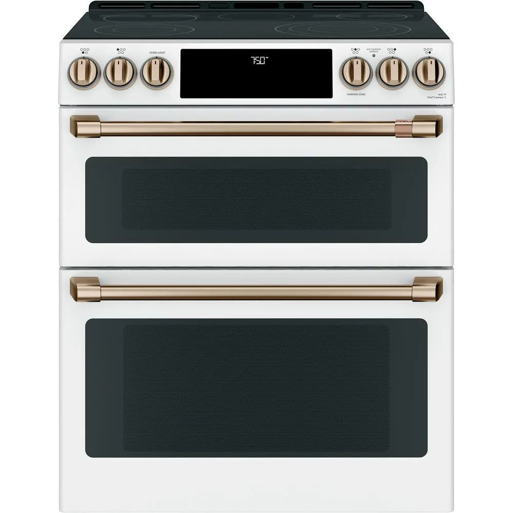 GE Cafe CES750P4MW2 30" Slide-In Radiant and Convection Double Oven Range - Matte White