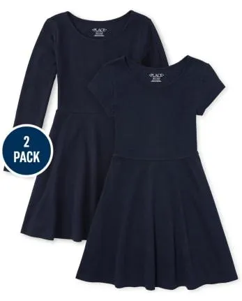 Vestido skater de uniforme para niña, paquete de 2 - tidal