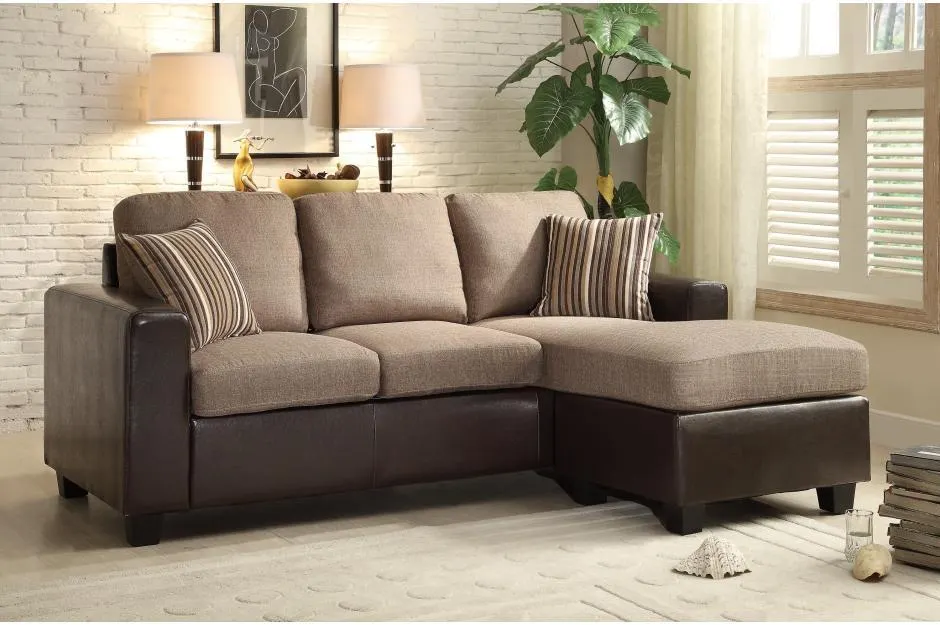 Made4Mattress 36.5 x 58.5 x 80 in. Slater Reversible Sofa Chaise - Brown