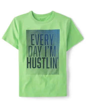 Boys Hustlin' Graphic Tee - parakeet