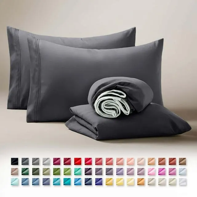 Clara Clark Queen Sheets Set, 1800 Series Deep Pocket Sheets Queen Soft Microfiber Bed Sheets, 4 Piece Queen Sheet sets, Charcoal Stone Gray