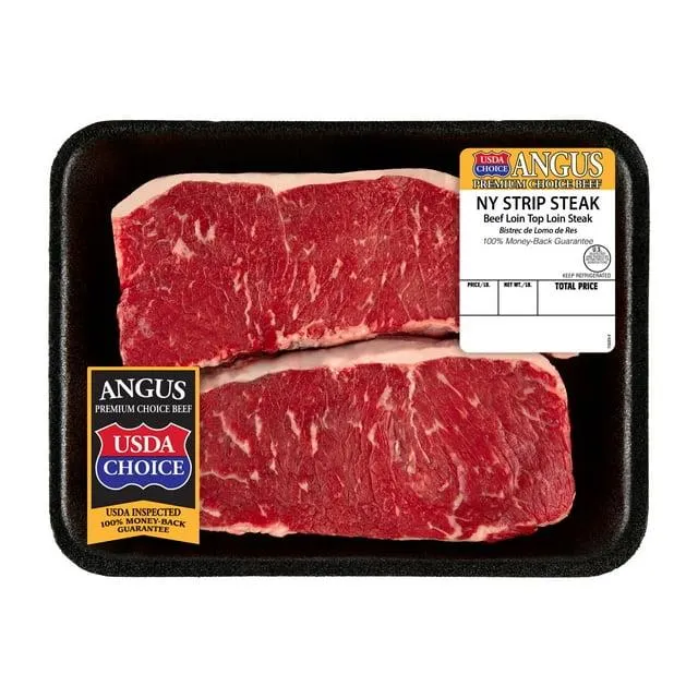 New York Strip Steak, Choice Angus Beef, 2 per Tray, 1.25 - 1.50 lb