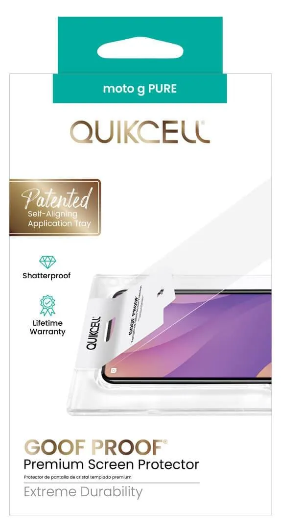 Protector de Pantalla de Vidrio Templado Goof Proof Quikcell para Moto g Pure - Transparente
