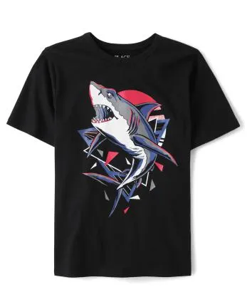 Camiseta con estampado de tiburón para niños - black