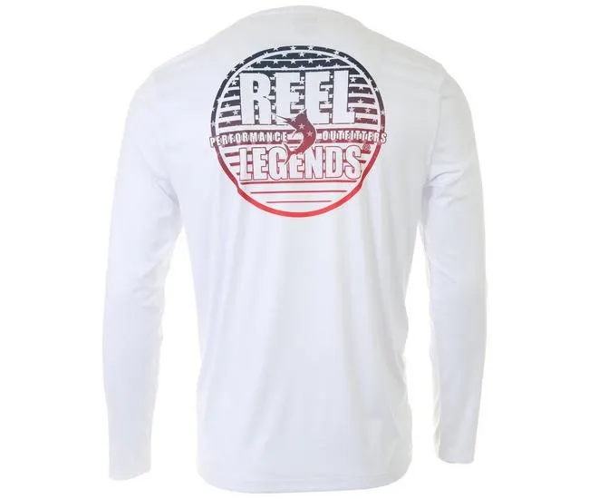 Mens Reel-Tec Bright White Stars & Stripes Marlin T-Shirt