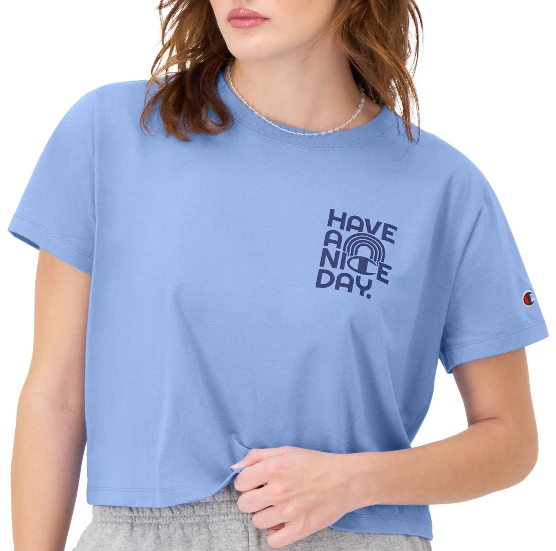Champion Womens Have A Nice Day Short Sleeve Crop Top