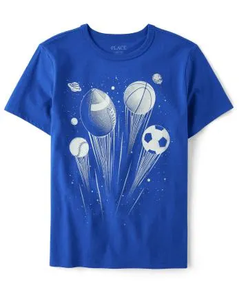 Boys Sports Graphic Tee - renew blue